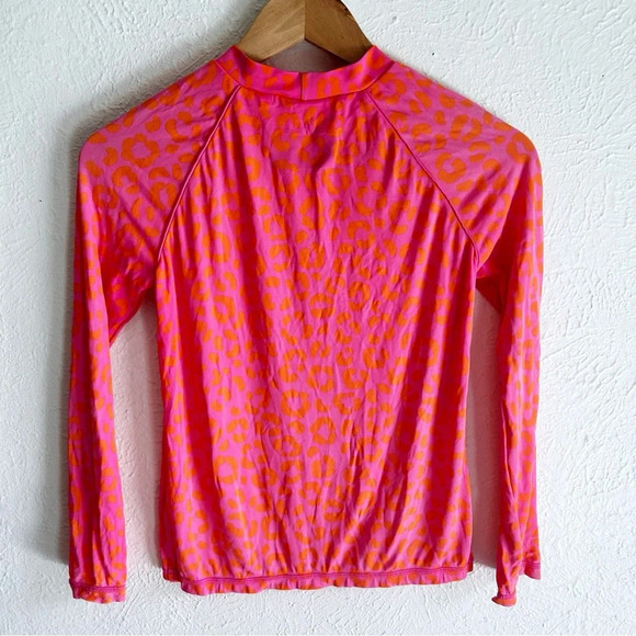 Boden Long-sleeved Rash Guard Fuchsia Pink Leopard Sz 9-10 - Picture 3 of 6
